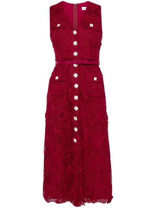 Abito midi con cristalli SELF PORTRAIT | AW24009MABUBURGUNDY